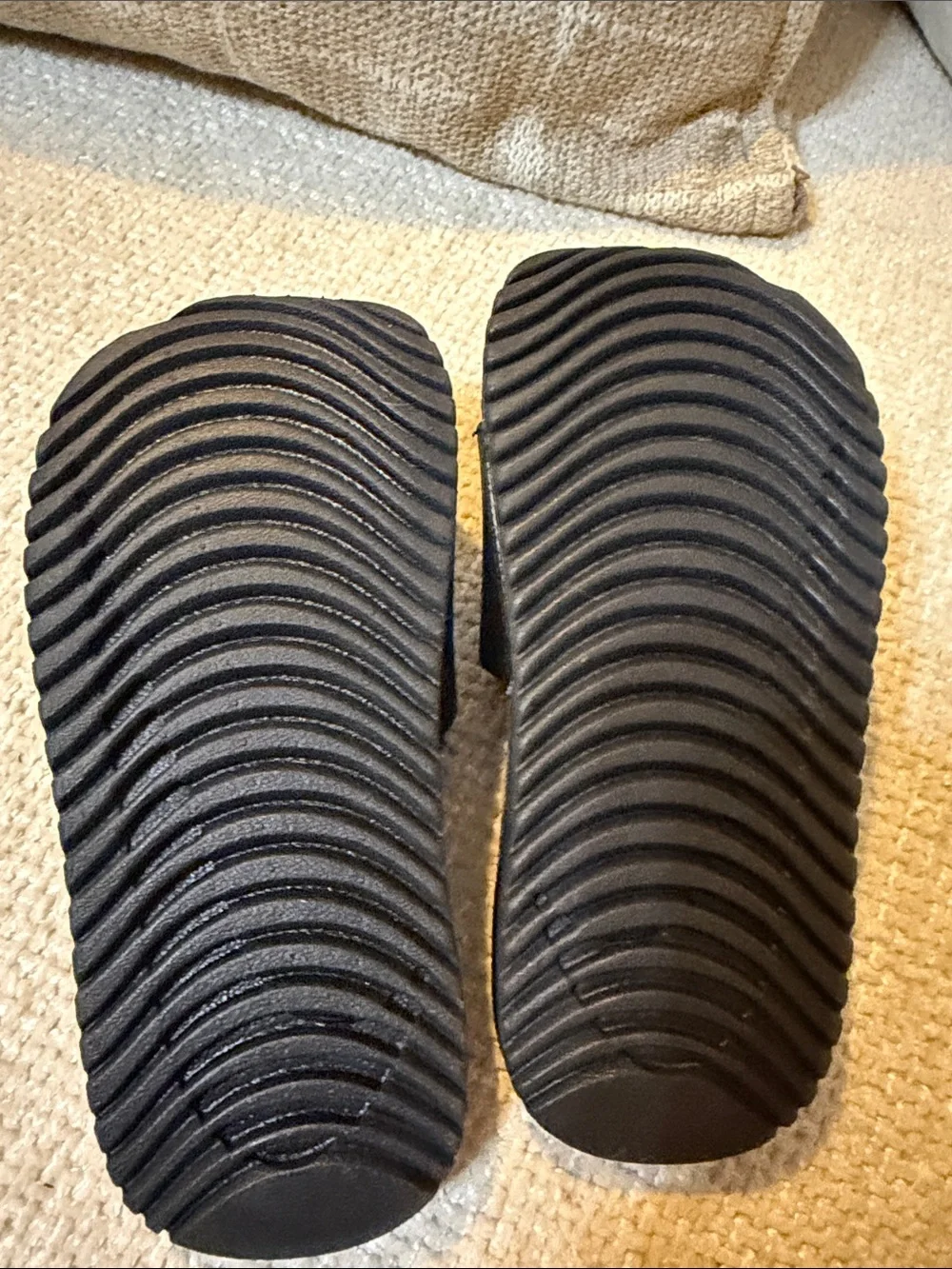 Nike Black Slide Sandals with White Swoosh - Kids